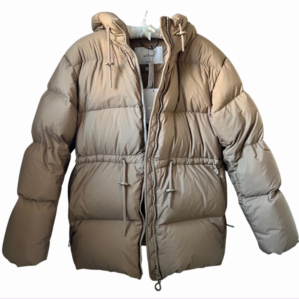 Aritzia Women's Laramie Puffer Tan Cinched Waist Coat